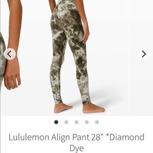 Lululemon Align Pant 28" *Diamond Dye Light Sage Army Green Dark Olive size 12